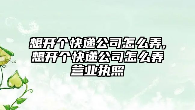 想開個快遞公司怎么弄,想開個快遞公司怎么弄營業執照