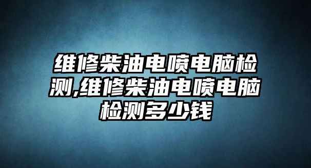 維修柴油電噴電腦檢測,維修柴油電噴電腦檢測多少錢