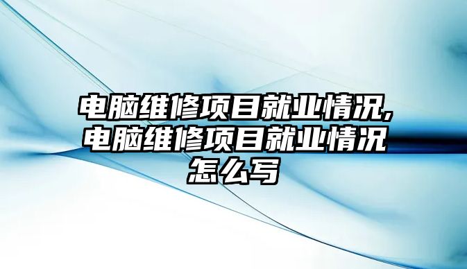 電腦維修項(xiàng)目就業(yè)情況,電腦維修項(xiàng)目就業(yè)情況怎么寫(xiě)